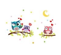 Stickers muraux de Bande Dessinée, Diamoen Chouette Arbre Animal Sticker Amovible pour Enfants Tout-Petits Chambres Décoration de maison Decal DIY