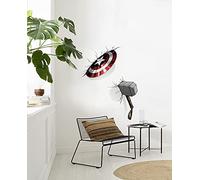 Komar 14743h Sticker Mural Marteau et Bouclier - 100 x 70 cm (Largeur x Hauteur) - 4 pièces - Mjölnir, Thor