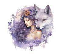 Stickers Muraux, Décalque Mural Beauté Fleurs Loup, Décor À la Maison Mur Art Autocollant, Enfant Décoration Murale Chambre Pépinière Salon