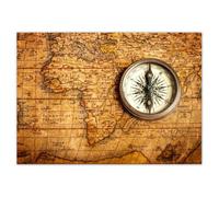 Stickers muraux déco photo 70x50cm Vieille carte et boussole - Thème salle de classe de géographie N° H10683M_NS1G