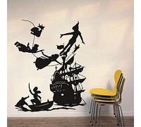 Stickers muraux décor à la maison papier peint Peter Pan bateau Pirate autocollant de chambre d'enfants garçon rêve dessin animé 73X57 cm
