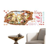 Stickers muraux décoratifs à et à coller pour mur, motif lapins, dessins humoristiques et mignons en papier peint | Motif trous brisés | Pour chambre, salle de bain, crèche, salon