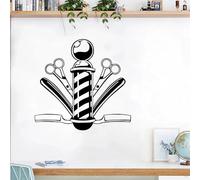 Stickers muraux décoratifs à motifs de ciseaux et de rasoirs de barbier, autocollants en vinyle pour vitrine de barbier