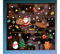 Stickers muraux décoratifs de Noël avec Père Noël, parfaits pour l'intérieur ou l'extérieur (D)