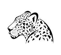 Stickers muraux décoratifs en vinyle Animal africain Prédateur Léopard Gros chat Tête 34x47cm Étanche Noir