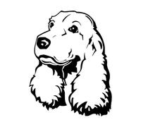 Stickers muraux décoratifs en vinyle Cocker Spaniel mignon chiot chien animal de compagnie tête de chien 34x43.3cm Amovible sans laisser de colle Noir