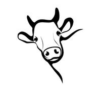Stickers muraux décoratifs en vinyle Dessin animé animal tête de vache drôle de visage viande de bœuf 51x58.6cm Décoration artistique Noir