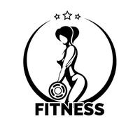 Stickers muraux décoratifs en vinyle logo Gymnastique musculation haltères sports Fitnesscenter homme femme 68x76.5cm Installation facile Noir