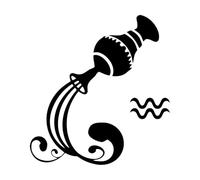 Stickers muraux décoratifs en vinyle Symbole astrologique du zodiaque signe Verseau 36x38.5cm Décoration artistique Noir