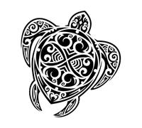 Stickers muraux décoratifs en vinyle Tatouage tribal maori de tortue et de reptile 36x38.3cm Plusieurs tailles disponibles Noir