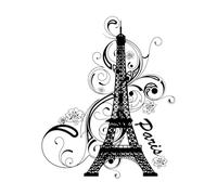 Stickers muraux décoratifs en vinyle Vacances romantiques à Paris et à la Tour Eiffel 34x41.5cm Auto-adhésif Noir