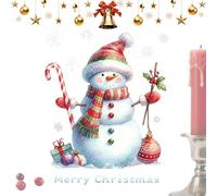 Stickers muraux décoratifs Père Noël et bonhomme de neige cassant - Vinyle pour couvercle de toilette | Pour maison, fête, salon, chambre, salle de bain, cuisine,