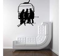 Stickers Muraux Décoration De Salon, Art De Tatouage Mural, Télésiège Et Hommes Remettant Une Silhouette De Snowboard Design Affiche Murale Cool 56X69 Cm