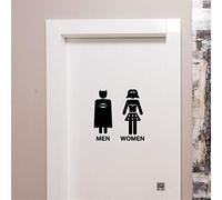 stickers muraux disney noir et blanc Porte Toilette Silhouettes Homme Et Femme Pour Toilette Wc Sticker Mural (Toilette)