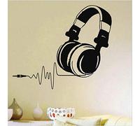 Stickers Muraux Dj Casque Audio Musique Pulse Decal Art Mural Décoration De La Maison Amovible Sticker Mural Pour Les Fans De Musique 57X65
