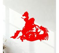 Stickers muraux Dragon Knight Horse Spear Boys Fantasy 54.6x70.8cm Multicolore Rouge