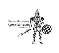 Stickers muraux Écritures chrétiennes Revêtez l'armure complète de Dieu Versets bibliques pour les garçons 34x44cm N'abîme pas la surface du mur Noir