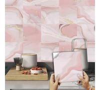 Stickers Muraux Élégant Or Rose Credence Adhesive pour Cuisine PVC Papier Peint Imperméable Carrelage Adhesif Mural Salle de Bain Auto-Adhésif Stickers Carrelage Stickers Cuisine 20x20cm/10 Pcs