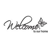 Stickers muraux en acrylique avec inscription « Welcome to Our Home » - Noir