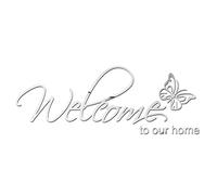 Stickers muraux en acrylique avec inscription « Welcome to Our Home » - Noir