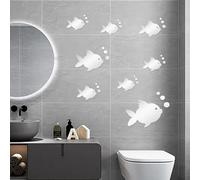 Stickers muraux en forme de poisson, 3D Miroir Stickers Muraux Poisson et Bulles, 8 Pièces Stickers Miroir banc de poissons Acrylique Argent 3D Stikers Murals Decoration pour Salle de Bain