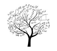 Stickers muraux en papier adhésif Arbre mathématique, symboles de l'école du cerveau, salle de classe de mathématiques nordique 36x36.1cm Personnalisation personnalisée Noir