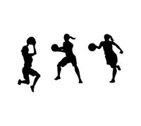Stickers muraux en papier adhésif Basket-ball féminin filles noires 30x53.8cm Décoration artistique Noir