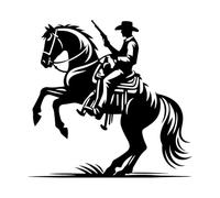 Stickers muraux en papier adhésif Cheval de cow-boy occidental 54x56.4cm N'abîme pas le mur Noir
