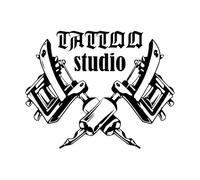 Stickers muraux en papier adhésif Logo de salon de tatouage de machine à tatouer 68x86.4cm Amovible sans laisser de colle Noir