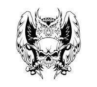 Stickers muraux en papier adhésif Os de crâne de hibou Prédateur tribal 34x38.4cm Retirable sans laisser de colle Noir