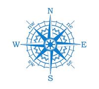 Stickers muraux en papier adhésif Rose des vents Boussole nautique Navigation Navire Océan 36x36.6cm Amovible sans laisser de colle Bleu