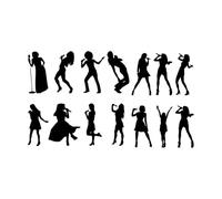 Stickers muraux en papier adhésif Silhouettes de chanteuse pop féminine Magasin de musique r 30x51.4cm Autocollant Noir