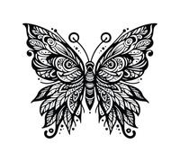 Stickers muraux en papier adhésif Tatouage tribal de papillon 68x79.5cm Décoration artistique Noir