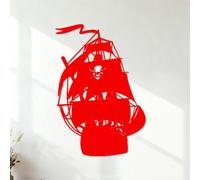 Stickers muraux en PVC bateau pirate 42x61.4cm Étanche Rouge