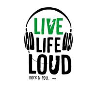 Stickers muraux en PVC Casque Life Loud Musique Citation Musical Rock Bar 32x47.8cm N'abîme pas la surface du mur Noir