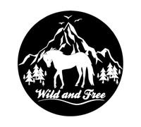 Stickers muraux en PVC Cheval sauvage et libre Montagnes Oiseaux Animaux naturels 36x36cm Plusieurs tailles disponibles Noir
