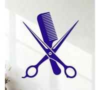 Stickers muraux en PVC Coiffeur, salon de coiffure, ciseaux, peigne 54.6x63.3cm Stickers pour vitres Bleu foncé