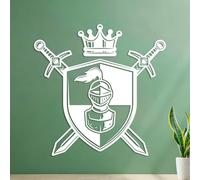 Stickers muraux en PVC Guerrier médiéval chevalier avec bouclier et épée 54.6x54.7cm Multicolore Blanc