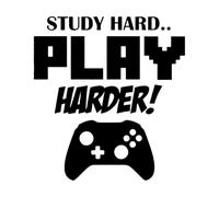 Stickers muraux en PVC Jeu vidéo Gamer Boy Gamepad Eat Sleep Play Games 36x39cm Installation facile Noir