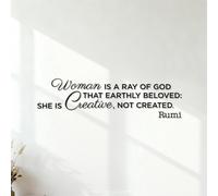 Stickers muraux en PVC La femme est un rayon de Dieu. Bien-aimée sur Terre, elle est créatrice et non créée. (Citations de Rumi) 40x146.7cm Stickers pour vitres Noir