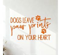 Stickers muraux en PVC Les chiens laissent une empreinte indélébile dans votre cœur - Citations d'animaux de compagnie - Amoureux des chiens 42x68.5cm Multicolore Orange
