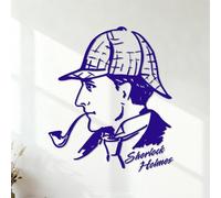 Stickers muraux en PVC L'inspecteur Sherlock Holmes, rue Baker 35x40.7cm Multicolore Bleu foncé