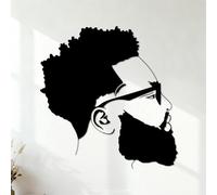 Stickers muraux en PVC Salon de coiffure pour hommes, mode, barbe, beauté, salon de coiffure 35x36.5cm Peinture murale artistique Noir