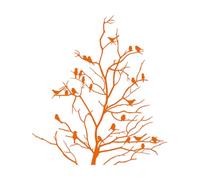 Stickers muraux en vinyle Arbre nu Oiseaux Branches Vivantes 36x39.9cm Ne se décolle pas Orange