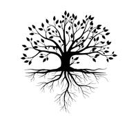 Stickers muraux en vinyle Arbre Vie Racine Avec Feuilles Branches Avec Feuille 54x57.6cm Amovible sans laisser de colle Noir