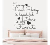 Stickers muraux en vinyle avec citation d'amour : Chaque histoire d'amour est belle - Décoration pour chambre et salon