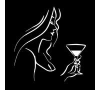 Stickers muraux en vinyle Belle fille boit un cocktail dans un bar à alcool 36x37.6cm Décoration de carrosserie Blanc