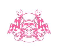 Stickers muraux en vinyle Casque Crâne Motards Moto Sport Silhouette 34x44.8cm Auto-adhésif Rose