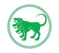 Stickers muraux en vinyle Cerbère, chien à trois têtes, mythes de la Grèce antique 36x36cm Auto-adhésif Vert