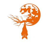 Stickers muraux en vinyle Chauve-souris nocturne, animal, branche d'arbre, pleine lune 54x58.6cm Modification et ajout d'informations possibles Orange